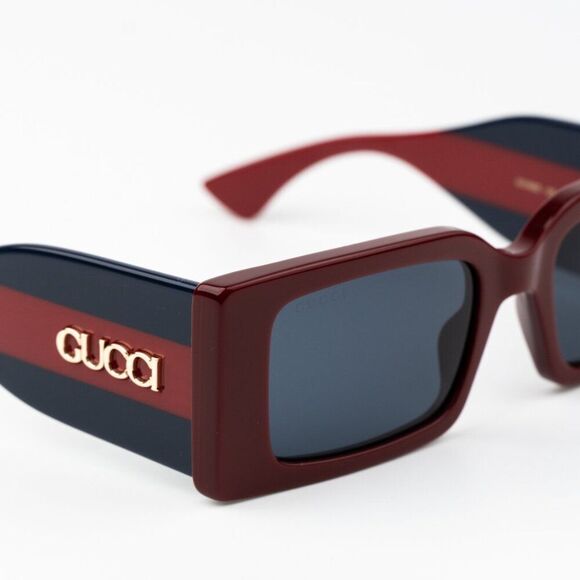 Gucci Women Sunglasses Burgundy Blue Rectangular GG1860S 003 BRAND NEW